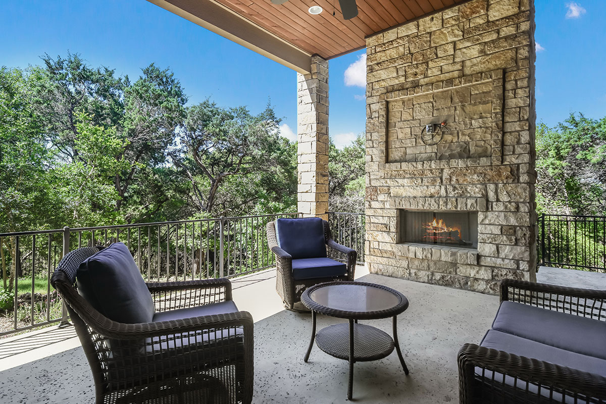 outdoor fireplace and view